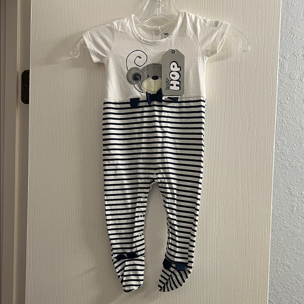 OP Navy and White Striped Kids Footie